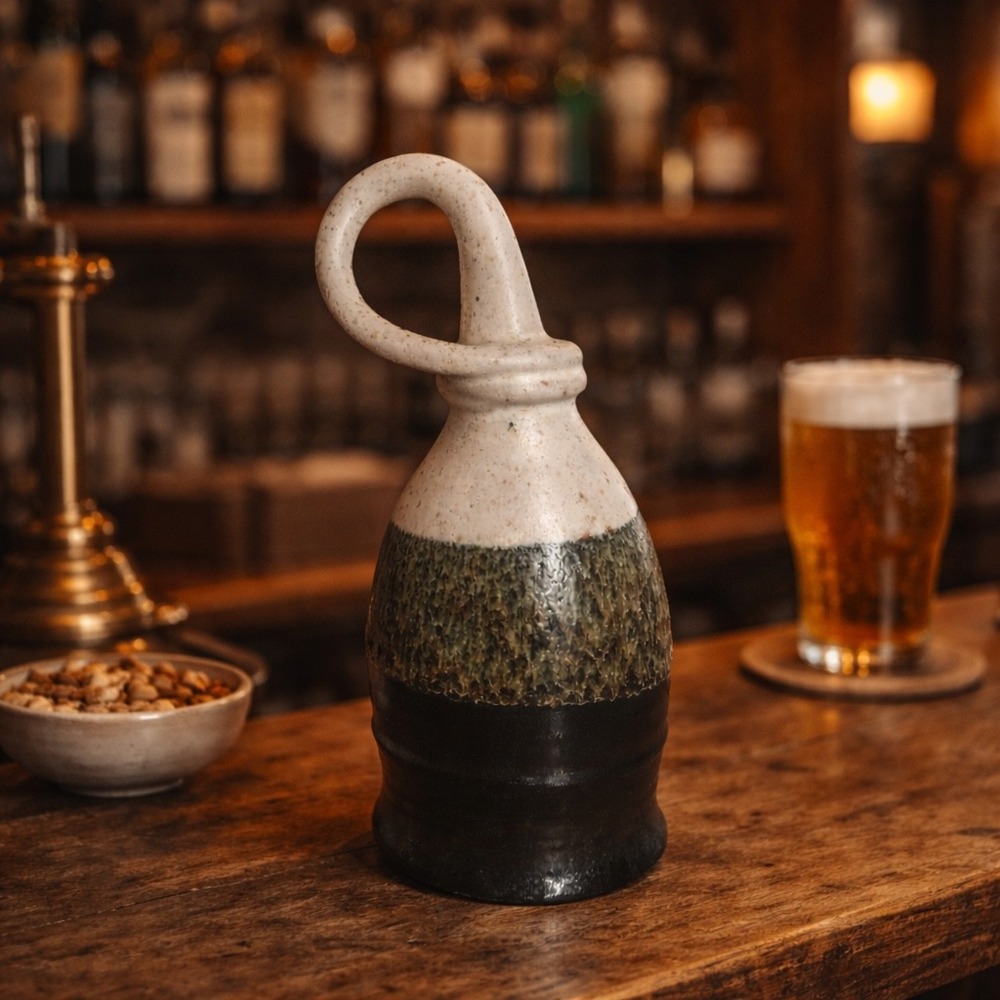 Vtg Irish Studio Pottery Stoneware Drinking Vessel Noggin Style Rustic Bar Decor